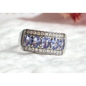 Stauer Designer Natural Tanzanite 925 Sterling Silver Vintage Ring - sz 9